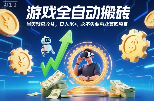游戏全自动搬砖,当天就见收益,日入1K ,永不失业副业兼职项目【揭秘】
