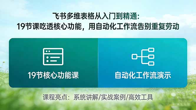 飞书多维表格从入门到精通:19节课吃透核心功能,用自动化工作流告别重复劳动
