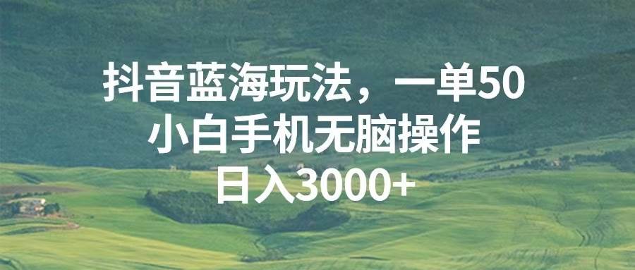 （13353期）抖音蓝海玩法，一单50，小白手机无脑操作，日入3000-51云资源