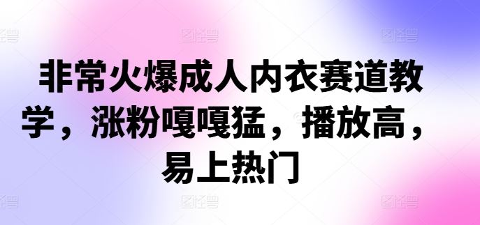 非常火爆成人内衣赛道教学，涨粉嘎嘎猛，播放高，易上热门-51云资源