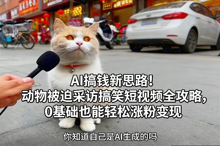 AI搞钱新思路！动物被迫采访搞笑短视频全攻略，0基础也能轻松涨粉变现-51云资源