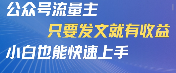 公众号流量主，只要发文就有收益，小白也能快速上手-51云资源