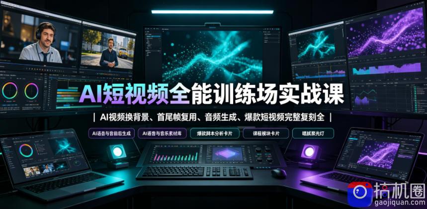 AI短视频全能训练场实战课|AI视频换背景、首尾帧复用、音频生成、爆款短视频完整复刻全套实操教学-51云资源