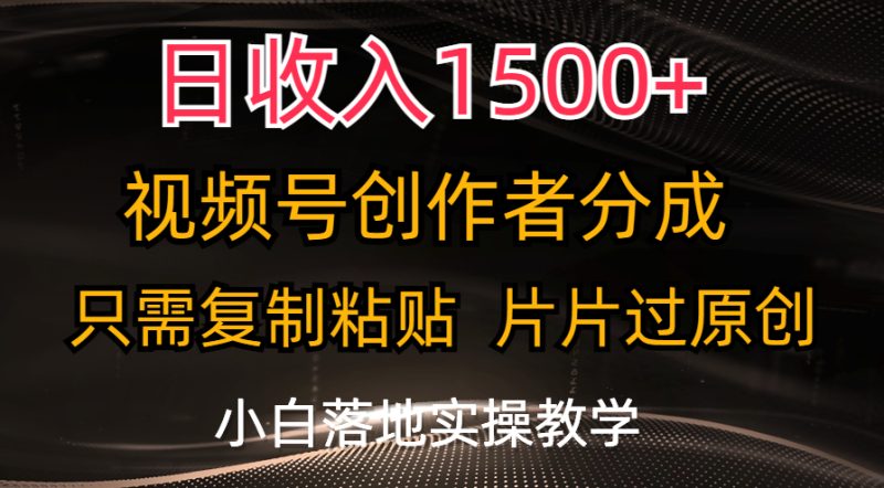 （11339期）日收入1500 ，视频号创作者分成，只需复制粘贴，片片过原创，小白也可…-51云资源