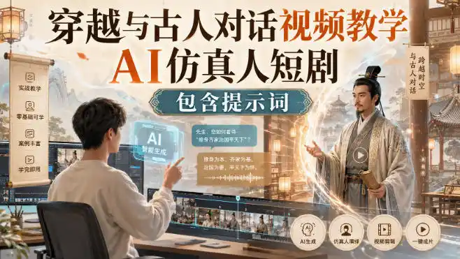 穿越与古人对话视频教学,AI仿真人短剧,包含提示词-51云资源