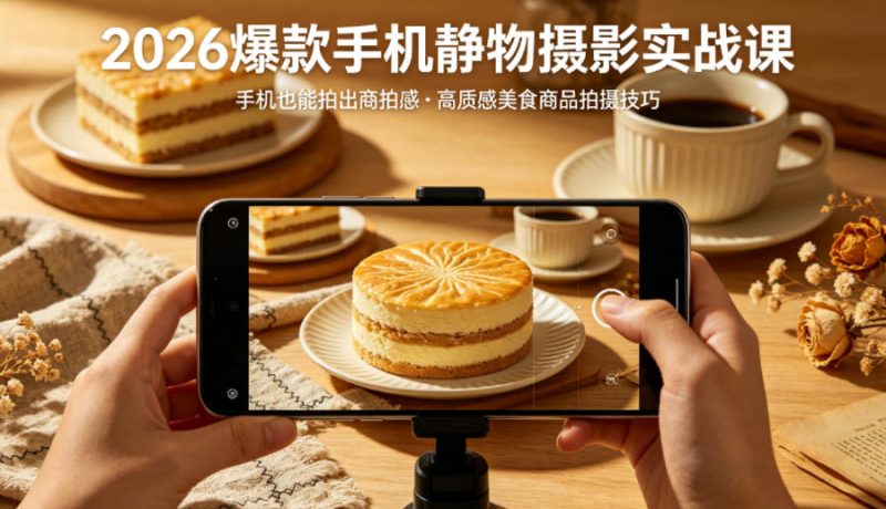 2026爆款手机静物摄影实战课，手机也能拍出商拍感，学会拍出高质感美食商品-51云资源