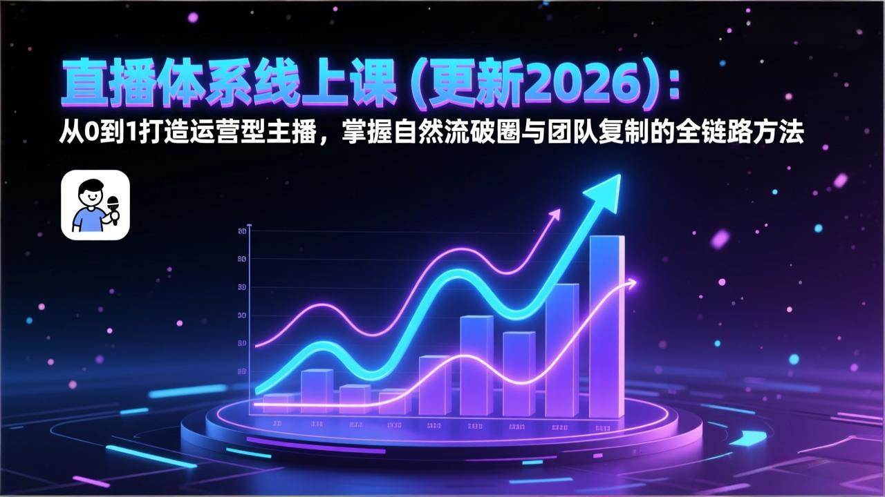 (17186期)直播体系线上课(更新2026):从0到1打造运营型主播,掌握自然流破圈与团队复制的全链路方法