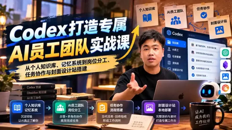 【无水印】Codex打造专属AI员工团队实战课：从个人知识库、记忆系统到岗位分工、任务协作与封面设计站搭建-51云资源