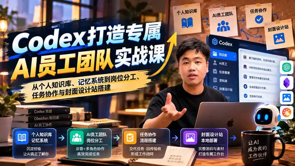 【无水印】Codex打造专属AI员工团队实战课:从个人知识库、记忆系统到岗位分工、任务协作与封面设计站搭建-51云资源