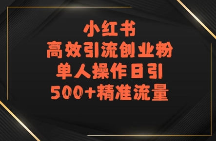 小红书高效引流创业粉,单人操作日引500 精准流量