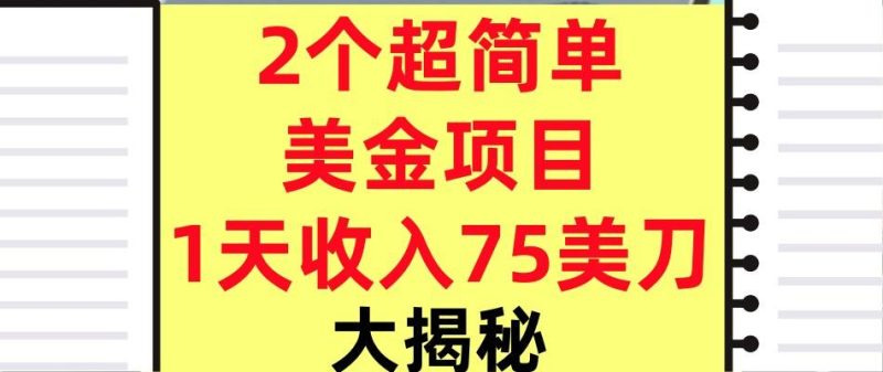 2个超简单美金项目,1天收入75美刀,3分钟学会,内部教程(大揭秘)-51云资源