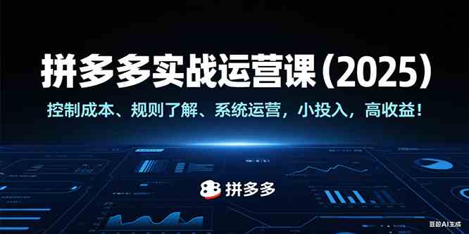 拼多多实战运营课（2025），控制成本、规则了解、系统运营，小投入，高收益！-51云资源