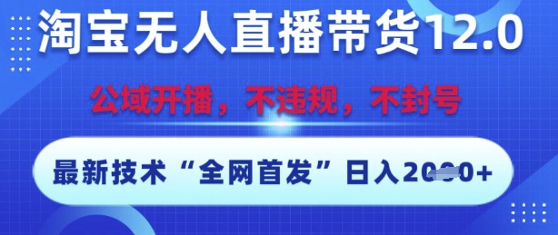 淘宝无人直播带货12.0，最新技术，不封号，不违规，操作简单，开播爆单，日入多张【揭秘】-51云资源