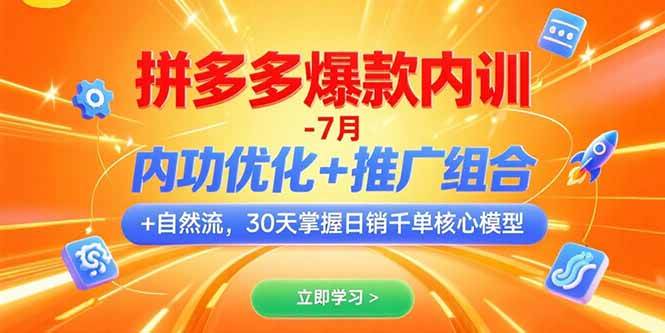 （15402期）拼多多爆款内训-7月 内功优化 推广组合 自然流 30天掌握日销千单核心模型-51云资源