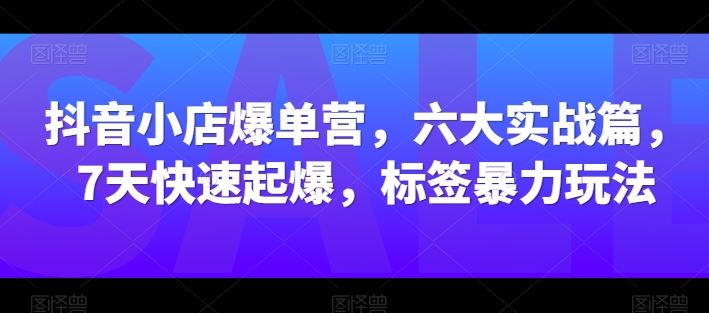抖音小店爆单营，六大实战篇，7天快速起爆，标签暴力玩法-51云资源