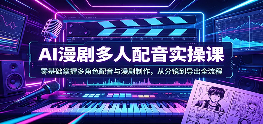 AI漫剧多人配音实操课:零基础掌握多角色配音与漫剧制作,从分镜到导出全流程-51云资源