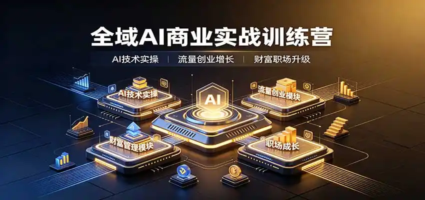 全域AI商业实战训练营：涵盖AI技术实操、流量创业、财富管理与职场成长全体系内容-51云资源