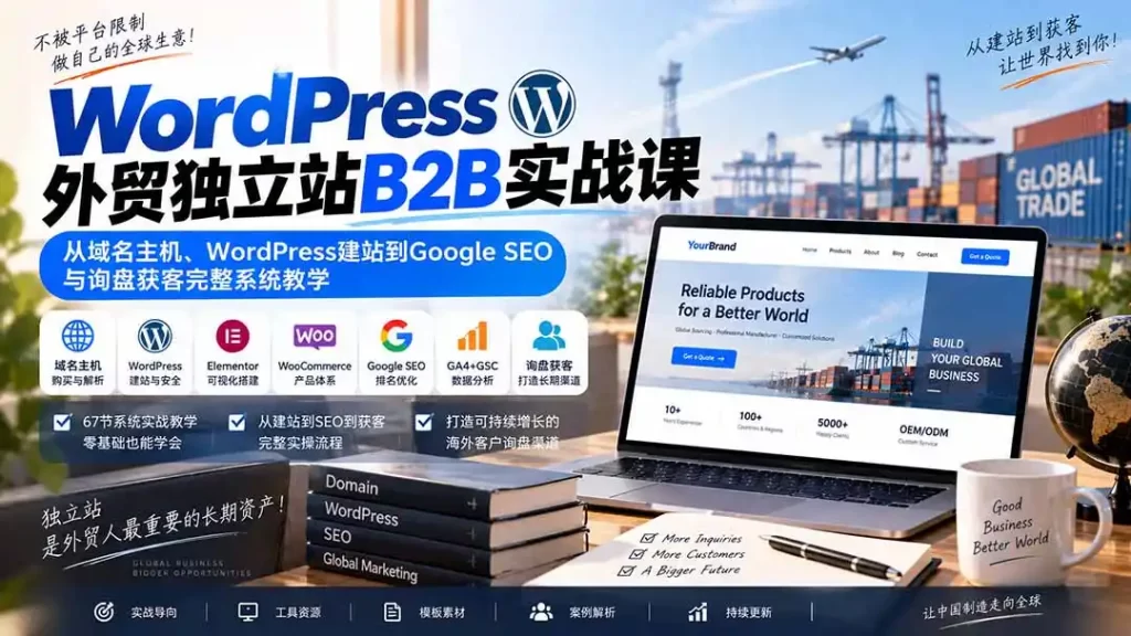 WordPress外贸独立站B2B实战课:从域名主机、WordPress建站到Google SEO与询盘获客完整系统教学-51云资源