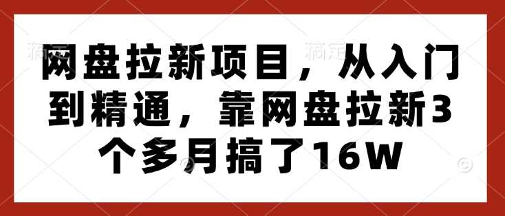 网盘拉新项目,从入门到精通,靠网盘拉新3个多月搞了16W-51云资源