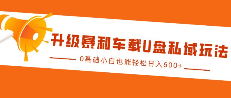 升级暴利车载U盘私域玩法,0基础小白也能轻松日入600-51云资源