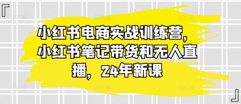 小红书电商实战训练营，小红书笔记带货和无人直播，24年新课-51云资源