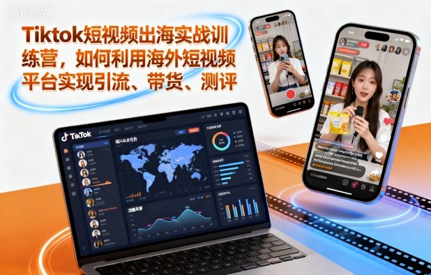 Tiktok短视频出海实战训练营，如何利用海外短视频平台实现引流、带货、测评-51云资源