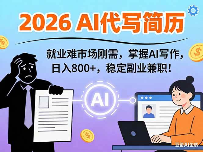 (17119期)AI代写简历,超暴利,用万能模板月入1-3万实战教程,2026年市场刚需!-51云资源