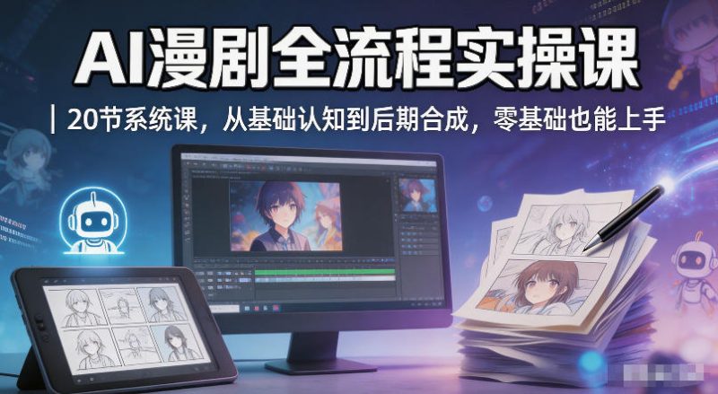 AI漫剧全流程实操课｜20节系统课，从基础认知到后期合成，零基础也能上手-51云资源