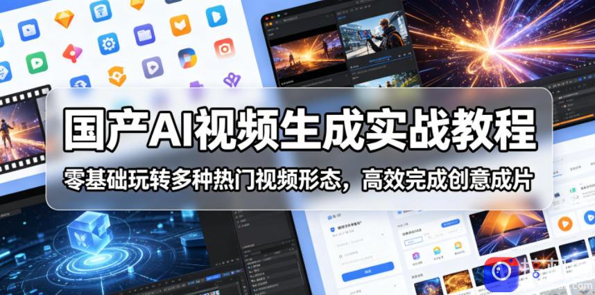 国产AI视频生成实战教程，零基础玩转多种热门视频形态，高效完成创意成片-51云资源