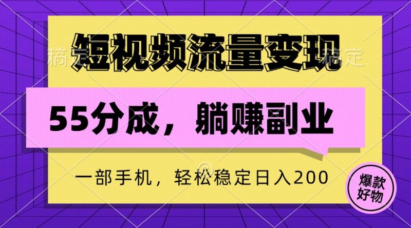 短视频流量变现，一部手机躺赚项目,轻松稳定日入200-51云资源