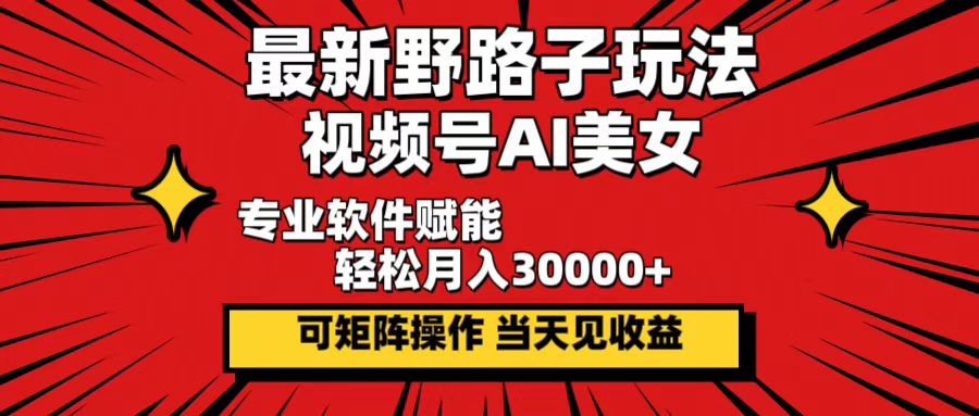 （12798期）最新野路子玩法，视频号AI美女，当天见收益，轻松月入30000＋-51云资源
