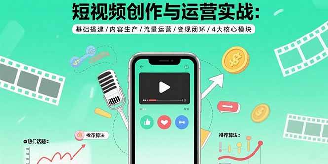 （15819期）短视频创作与运营实战：基础搭建/内容生产/流量运营/变现闭环/4大核心模块-51云资源