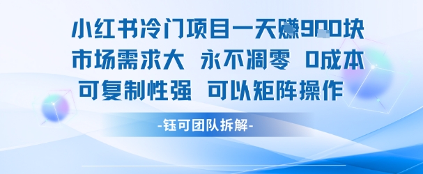 小红书冷门项目一天收益9张，市场需求大，0成本，可复制性强可以矩阵操作-51云资源