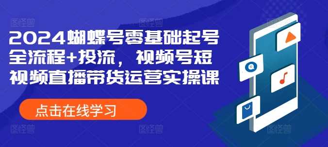2024蝴蝶号零基础起号全流程 投流，视频号短视频直播带货运营实操课-51云资源