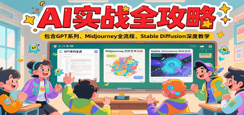AI实战全攻略,包含GPT系列、Midjourney全流程、Stable Diffusion深度教学-51云资源
