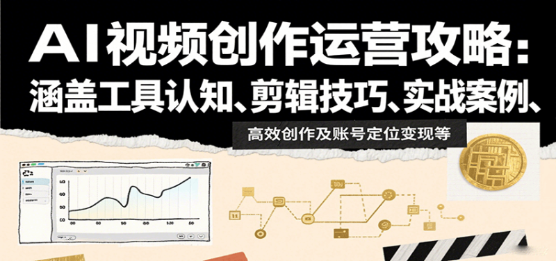 AI视频创作运营攻略:涵盖工具认知、剪辑技巧、实战案例、高效创作及账号定位变现等-51云资源