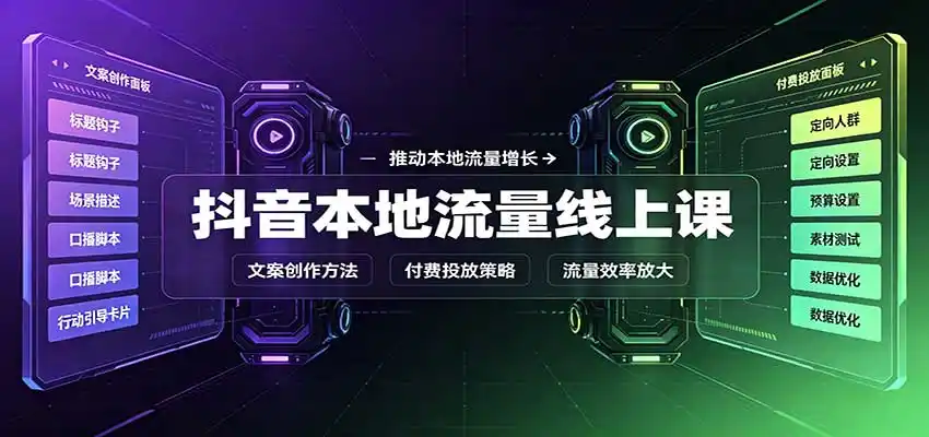 抖音本地流量线上课：账号搭建拍摄剪辑，文案创作与付费投放教学-51云资源