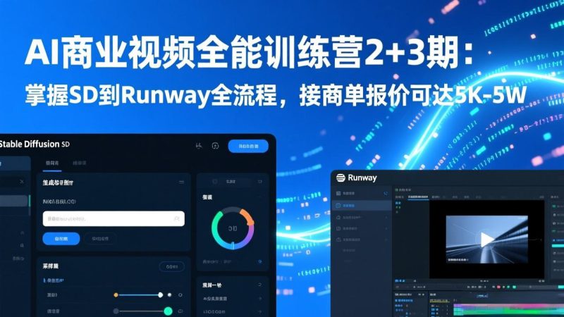 AI商业视频全能训练营2 3期:掌握SD到Runway全流程,接商单报价可达5K-5W-51云资源