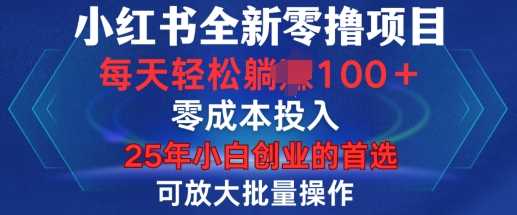 小红书全新纯零撸项目，只要有号就能玩，可放大批量操作，轻松日入100 【揭秘】-51云资源