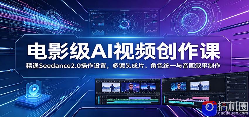 电影级AI视频创作课：精通Seedance2.0操作设置，多镜头成片、角色统一与音画叙事制作-51云资源