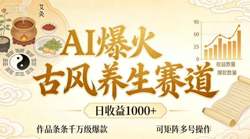 AI爆火古风养生赛道，日收益1k 单条作品点赞破万 ，可矩阵多号操作【揭秘】-51云资源