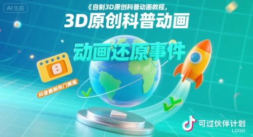 自制3D原创科普动画教程,动画还原事件,抖音最新热门赛道,可过伙伴计划-51云资源