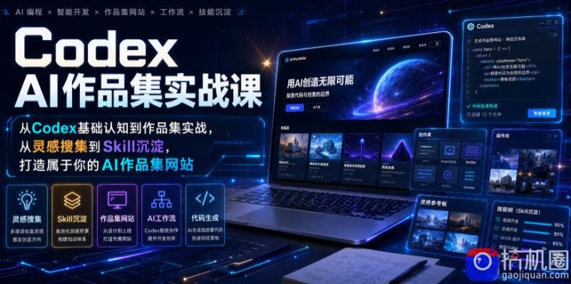 Codex AI作品集实战课，从Codex基础认知到作品集实战，从灵感搜集到Skill沉淀，打造属于你的AI作品集网站-51云资源