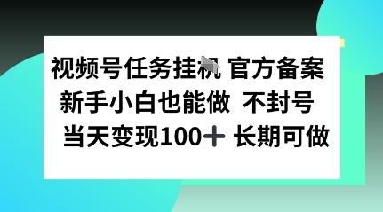 视频号任务挂播,官方备案新手小白也能做 不封号当天变现100 长期可做-51云资源