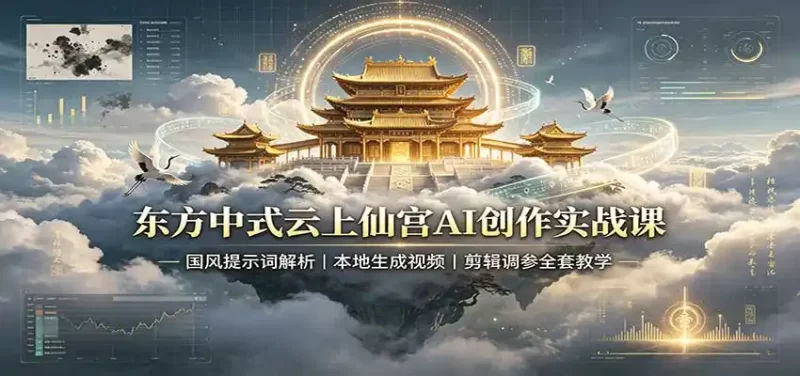 东方中式云上仙宫AI创作实战课：国风提示词解析，本地生成视频，剪辑调参全套教学-51云资源