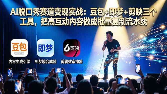 (17990期)AI脱口秀赛道变现实战:豆包 即梦 剪映三个工具,把高互动内容做成批量复制流水线-51云资源