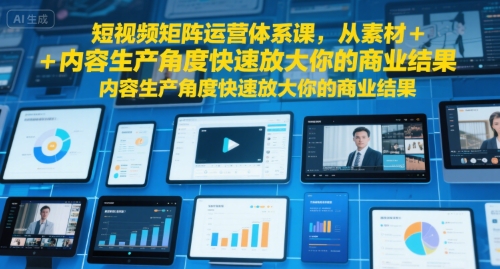 短视频矩阵运营体系课，从素材 内容生产角度快速放大你的商业结果-51云资源