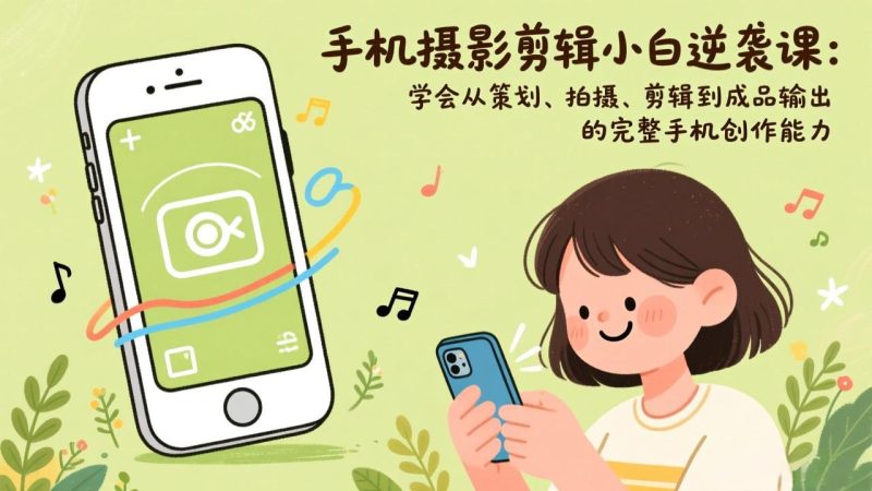 手机摄影剪辑小白逆袭课:学会从策划、拍摄、剪辑到成品输出的完整手机创作能力-51云资源