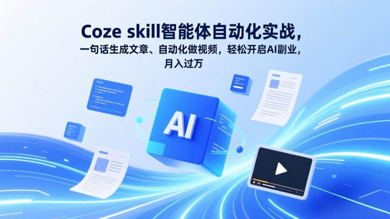 (17399期)Coze skill智能体自动化实战,一句话生成文章、自动化做视频,轻松开启AI副业,月入过万-51云资源
