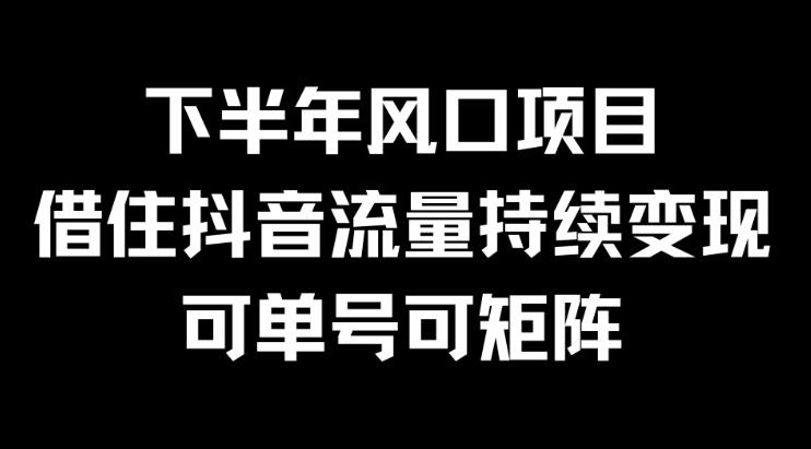 下半年风口项目,借住抖音流量持续变现,可单号可矩阵-51云资源